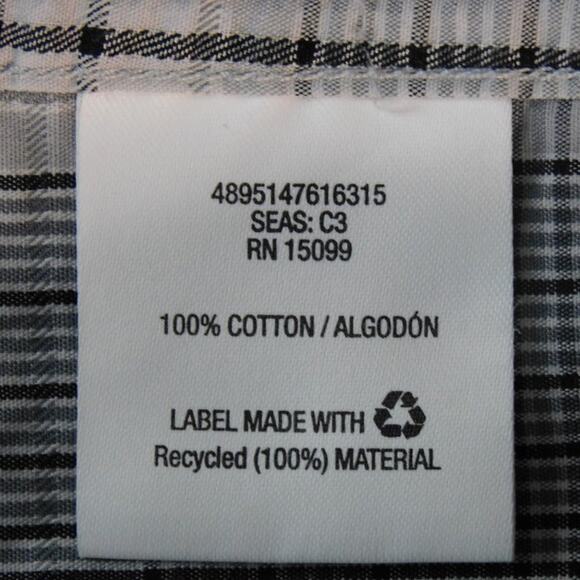 Structure Cotton Gray Checkered Long Sleeve Button Shirt Mens XXL Modern Fit - Picture 7 of 7